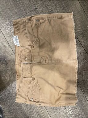Guess Tan Frayed Hem Mini Skirt